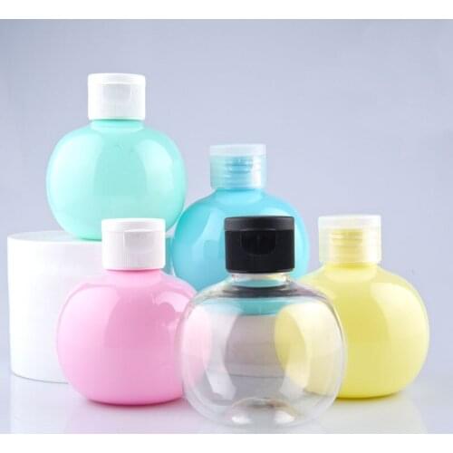 30 X 120ml Empty Macaron Colorful Ball Shape Lotion Refillable PET Plastic Bottle with White Transparent Black Flip Lid