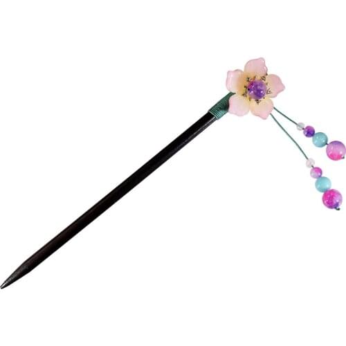 Romantic Red Pink Flower Tassel Handmade Hair Sticks Hair Chopsticks Chinese Bridal Wedding Hair Jewelry Accessories for Women