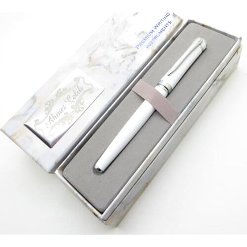 Wings Marble R274 White Chrome Roller Pen | İsme Special Pen | Gift Pen
