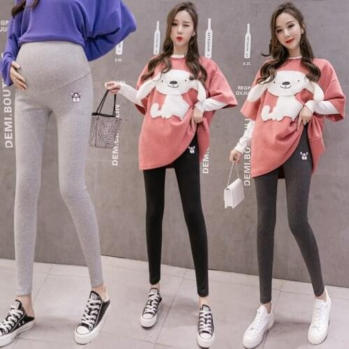 1619# Maternity Pants Spring Autumn Cotton Elastic Waist Belly Support Pants Maternity Leggings Maternity Trousers