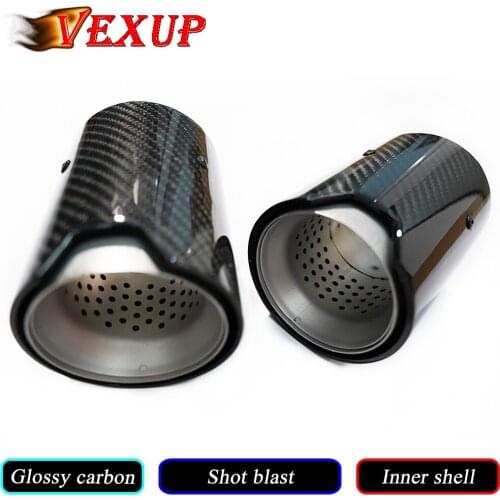 1Piece Exhaust Tip Shot Blast Steel Muffler Glossy Carbon Fiber For BMW M Series 1 2 3 4 5 6 7 8 Series Pipe Nozzle