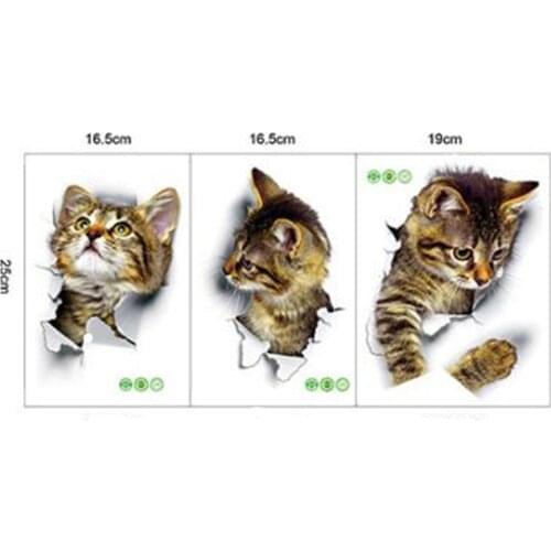 Cats Wall Sticker Toilet Stickers Hole View Vivid Dogs Bathroom for Home Decoration Animals Vinyl Decals Art Sticker Poster
