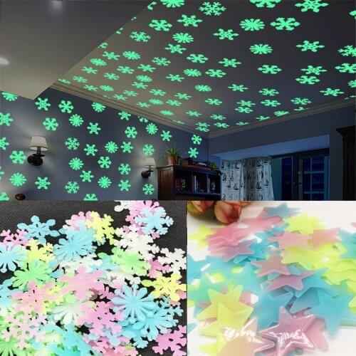 Luminous Snowflake Star Wall Stickers Navidad Ornaments Christmas Decorations for Home New Year Gifts Xmas Party DIY Supplies