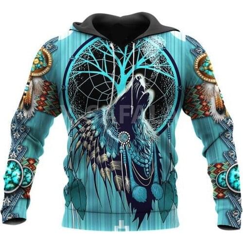 Native Indian Wolf Animal 3D Print XS-7XL Hoodie Man Women Harajuku Outwear Zipper Pullover Sweatshirt Casual Unisex-12