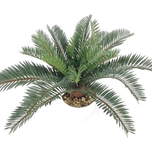 Tropical Plants Artificial Palm Tree Plastic Palm Leaves Green Monstera Fake Coconut Leafs for Home Office Wedding Decor