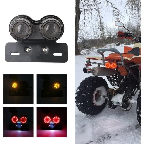 Universal Motorcycle LED Tail Light Brake Licence Plate Holder Light Twin Dual Turn Signal Light 12V Motorcycle Accessories