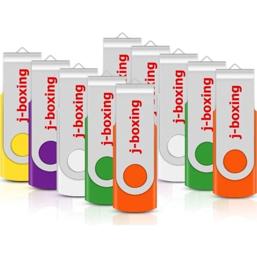 J-boxing USB Flash Drive 128MB 256MB Small Capacity Metal Swivel Jump Drive Portable 512MB 64MB Zip Pen Drives Colorful 10 Pack