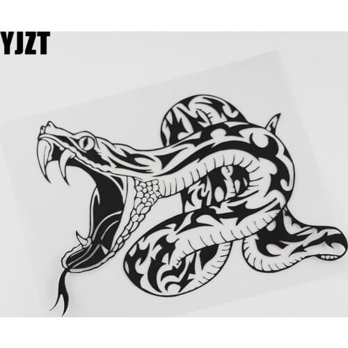 YJZT 18.3CMX13.5CM Snake Reptile Animal Venomous Tribal Vinyl Car Sticker Black /Silver 13C-0128