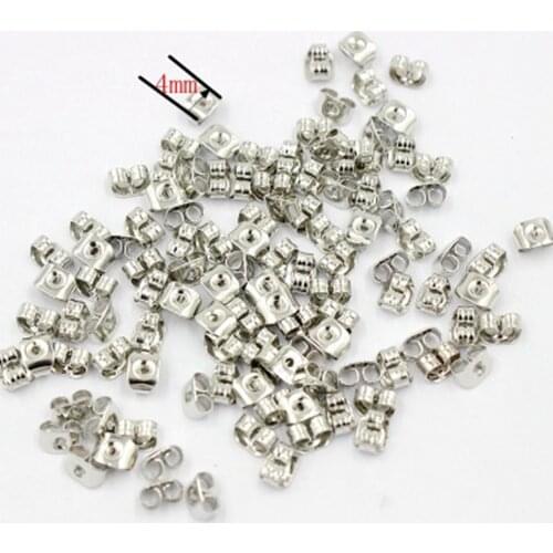 100pcs stainless steel 4mm Stud Earrings Butterfly Back Stoppers Earplugs Earring Findings Blocked Caps Earring For DIY