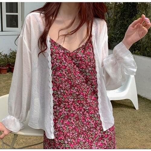 2021 Jacket Women Summer Thin Loose See-through Sunscreen Pure Long Sleeve Sexy Coat Chiffon Bohemian Female New Fashion Shrug