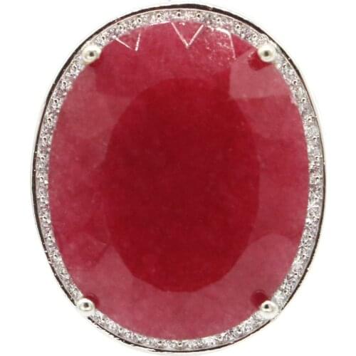 25x21mm Highly Recommend Top Selling 22x18mm Zircon Women Fine Jewelry Real Red Ruby SheCrown Silver Rings
