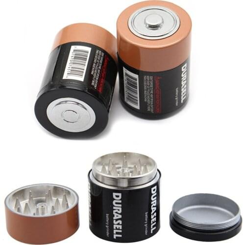 2020 Creative Battery Shaped Metal Zinc Alloy Herbal Herb Grinder Weed Spice Cigarette Smoking Tools
