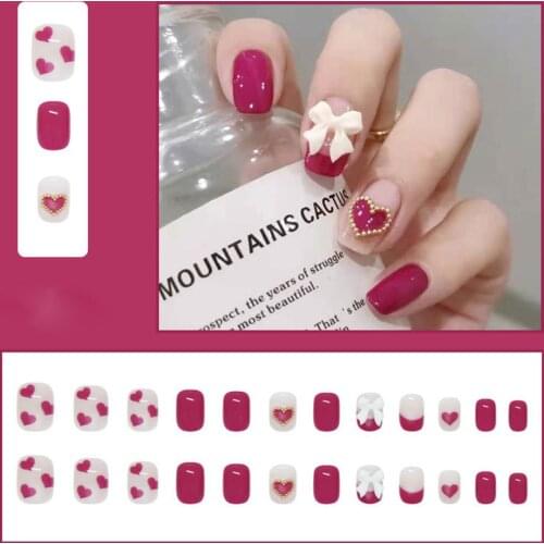 24 Pcs/Box Graffiti Pattern Short False Nails Blue Yellow White Cute Oval Head Full Cover Acrylic Wearable Detachable Nail Tips