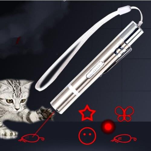 2021 Pet Toy USB Rechargeable 3 In 1 Funny Cat Chaser Stick Mini Flashlight Red LED Laser Pointer Funny Cat Pen Pet Supplies