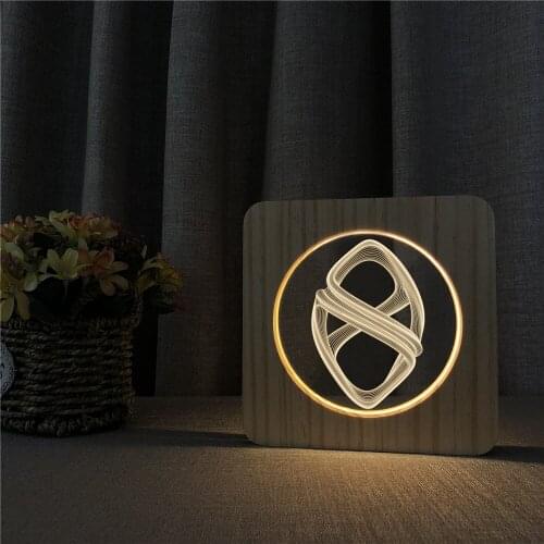 Abstract Style 3D LED Arylic Wooden Night Lamp Table Light Switch Control Carving Lamp for Childrens Room Decorate
