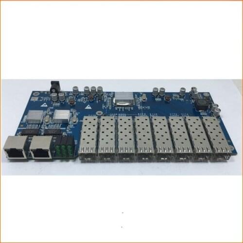 Free shipping, 8pcs/lot, PCBA Switch board, 8-Port Gigaibt SFP port, with 2 port 10/100/1000M RJ45 Ethernet Ports, Used for FTTH