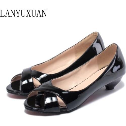 Big Size Sale 34-43 Small Peep Toe Multi Color Summer Women Sandals Flower Patent Leather Cone Heels Casual 9-3