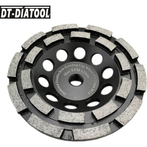 DT-DIATOOL 1piece Premium Diamond Double Row Cup Grinding Wheel for Concrete hard stone granite Dia 125mm/5inch M14 connection