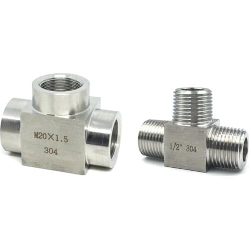 1/8" 1/4" 3/8" 1/2" BSP 304 Stainless Steel Male To Female To Female Thread Tee Type 3 Way High Pressure Resistant Pipe Fitting
