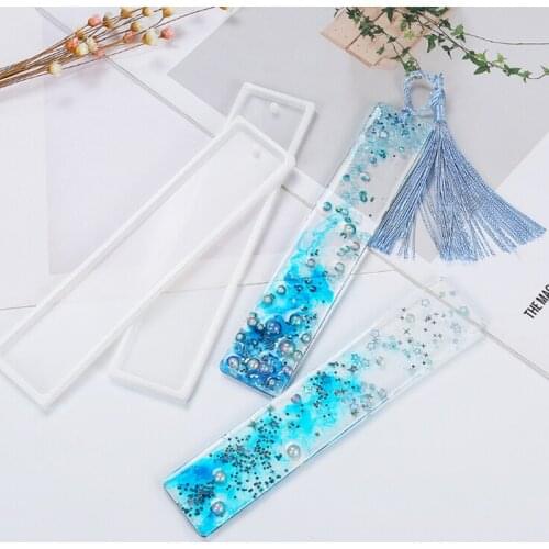 Hot Cheap 1pc Rectangle Silicone Bookmark Mold DIY Bookmark Mould Making Epoxy Resin Jewelry DIY Craft Silicone Transparent Mold