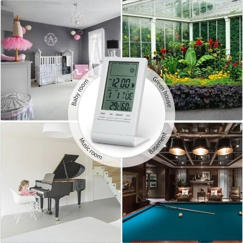 Temperature & Humidity Meter Indoor Hygrometer Room Temperature Humidity Monitor Meter Gauge Alarm Clock Thermo-Hygrometer