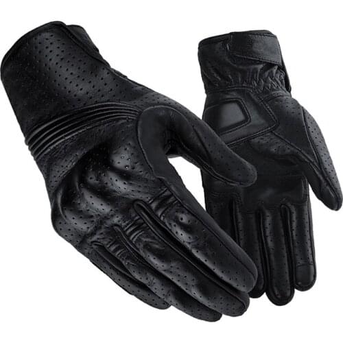 Retro Pursuit Perforated Real Leather Motorcycle Gloves Moto Waterproof Gloves Motorcycle Protective Gears Motocross Gloves gift