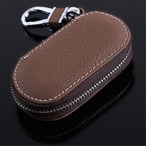 Leather Housekeeper Car Key Wallet Coin Pouch Purse key bag Zipper Keychain Case Male Car Key Pouch Bag Money Organizer