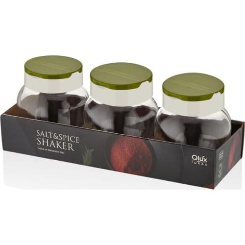 Kitchen Spice Storage Container Box 3Adet Set Three-Color Transparent Clamshell Storage Box Quality Elegant Looking Green Red Gray