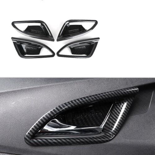 Lsrtw2017 Carbon Fiber Abs Car Inner Door Bowl Panel Chrome Trims for Chevrolet Orlando Onix 2018 2019 2020 Accessories Parts