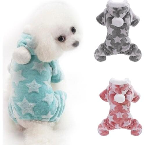 Cute Dog Cat Clothes Fleece Sweater Coats Jumpsuit Yorkshire Chihuahua Clothing Winter Coat Jacket Hooded Pajamas Dog Costume