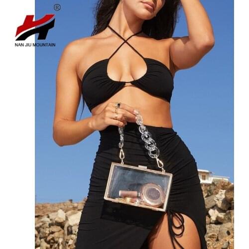 NAN JIU MOUNTAIN 2021 Woman Bag Fashion Acrylic Chain Bag Transparent Square Portable Candy Colors Underarm Bag