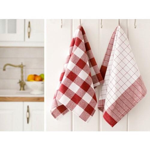 Cotton 2-Dish Towel 40x60 Cm Claret Red White Useful Kitchen Multipurpose Drying Towel Made in Turkey