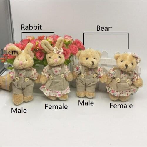 2PCS/LOT Hair Doll Plush Toy Kids Gift Doll Keychain Bag Accessories Plush Pendant 11CM Bear Couple Bear Rabbit Couple Rabbit