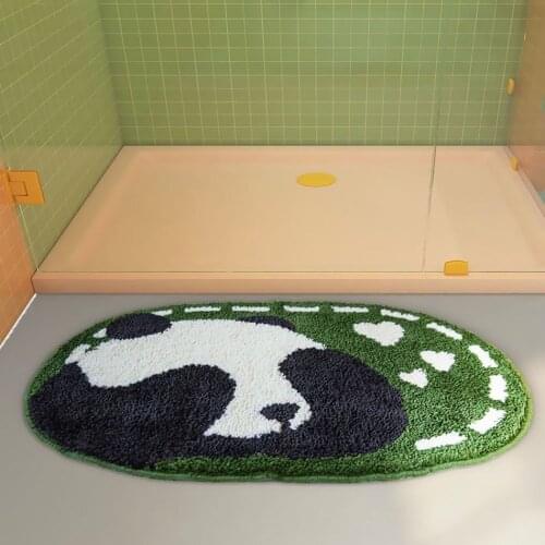 Anti-slip Door Mat Cute Panda Bathroom Door Entrance Mat Bath Rug Bathroom Non-Slip Mat Toilet Mat Entrance Door Absorbent Mat