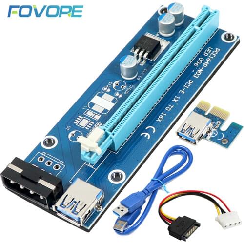 Riser Card Molex 4Pin PCIE PCI-E PCI Express Adapter 1X 16X USB3.0 Extender Mining Miner