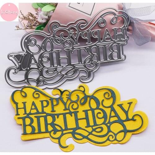 Happy Birthday Metal Cutting Dies for Scrapbooking Album Cards Making Crafts Embossing Stencil Stamps Slimline Card Dies
