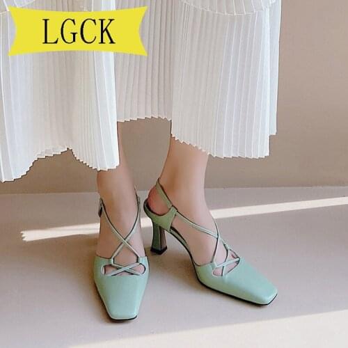 Plus Size 34-40 High Heels Retro Handmade Summer Sandals Genuine Leather Party Wedding brides Handmade Sandals Women PUMPS