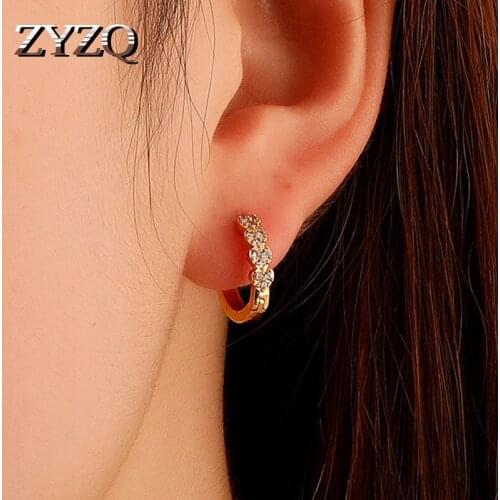 ZYZQ High Quality Rhinestone Hoop Earrings For Women Trendy Girl Accessories Party Daily Wearable Fashion Jewelry Hot Sale