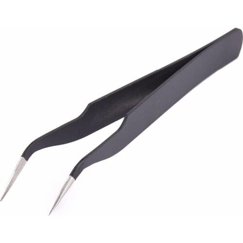 Nail Tweezers Nail Salon Workers Tweezers Black Rhinestones Paillette Nipper Picking Clip Trimmer Tools