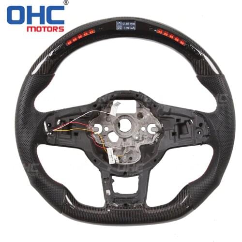 Real Carbon Fiber LED Steering Wheel compatible for Volkswagen GOLF 7 MK7 for GTI GTD GLI GT GTE R LINE PASSAT TIGUAN