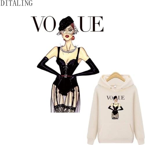 Iron-On Transfers For Clothing Fashion Girls Patches DIY Women T-Shirt Stickers Heat Transfer Patch Stickers For Ironing Clothes