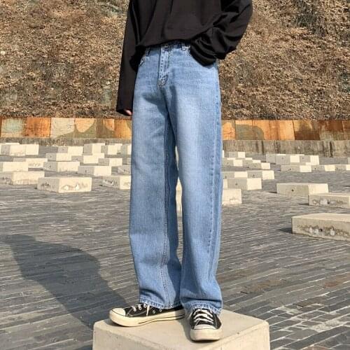 2021 Spring Autumn Men New Jeans Cool Casual High Waist Pants Male Wide Leg Long Fashion Youth Jeans Men Loose Trousers W489