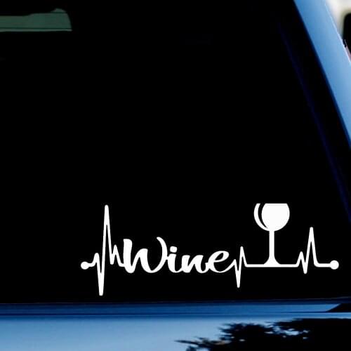 8"*3.5" Wine Glass Heartbeat Lifeline Funny Vinyl Decal Sticker Car Stickers Window
