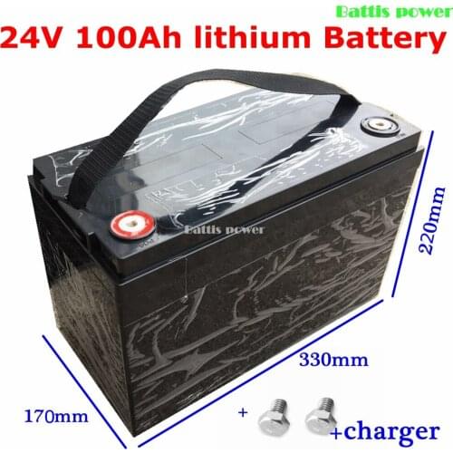 Waterproof 24V 100AH Lithium ion Battery li ion BMS for photovoltaic storage Solar fishing lamp inverter Household + 10A Charger