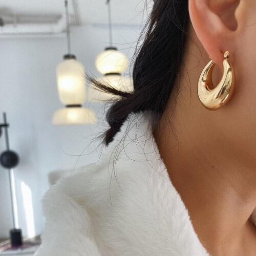 FFLACELL 2020 Korea New Spring Fashion Exaggerated Personality Geometric Metal Earrings Gold For Woman Jewelry Gift