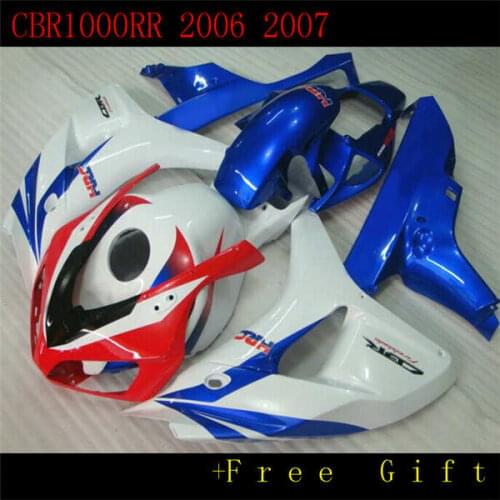 100% fit for fairings CBR1000RR 06 07 white blue red mold fairing kit CBR1000RR 2006 2007 od5