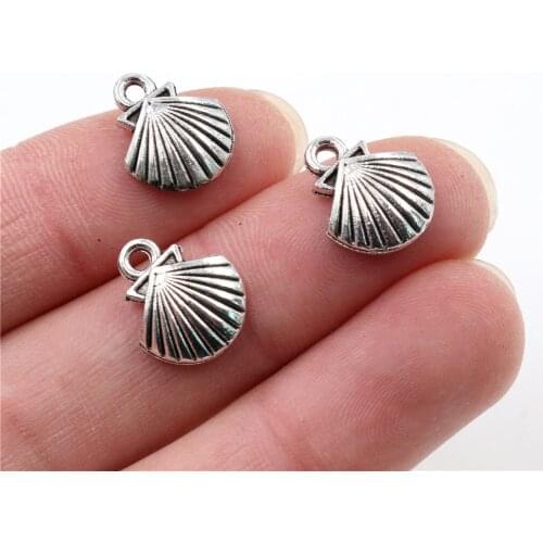 14x11mm 30pcs Antique Silver Plated Shell Handmade Charms Pendant:DIY for bracelet necklace-(P6-31)