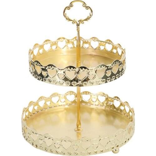 2 Layer Fruit Plate European Party Cake Plates Metal Fruit Tray Snack Candy Tray Fruit Tea Snack Stand Pastry Storage Rack