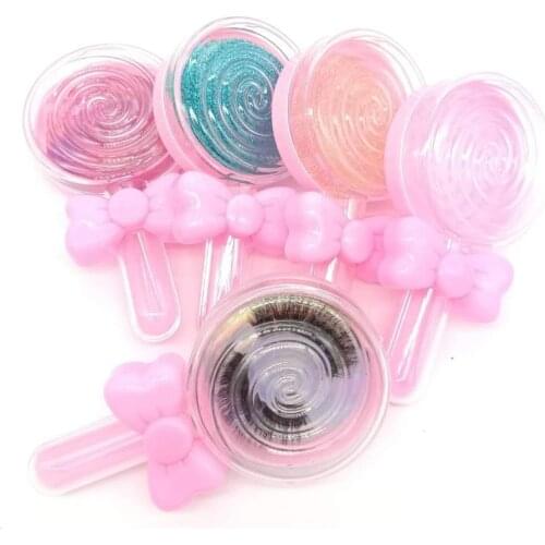 4 packs*12 boxes wholesale free logo eyelash packaging plastic box empty box can hold 30mm false eyelashes lollipop eyelash box