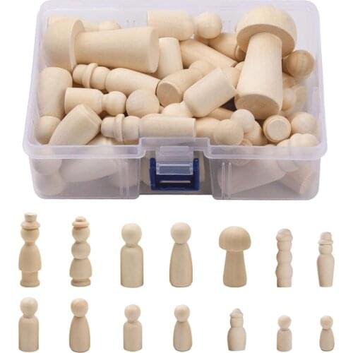 42 Natural Unpainted Wooden Peg Doll Bodies People Shapes Art Craft Kids Toy